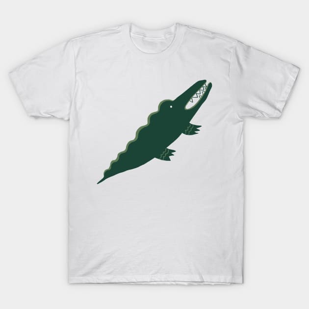 Crocodile Gator Green Reptile Cartoon T-Shirt by podartist